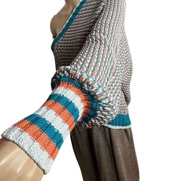 NWT Ramy Brook Larson Metallic Knit V-Neck Sweater Multicolor Size M - Picture 8 of 16
